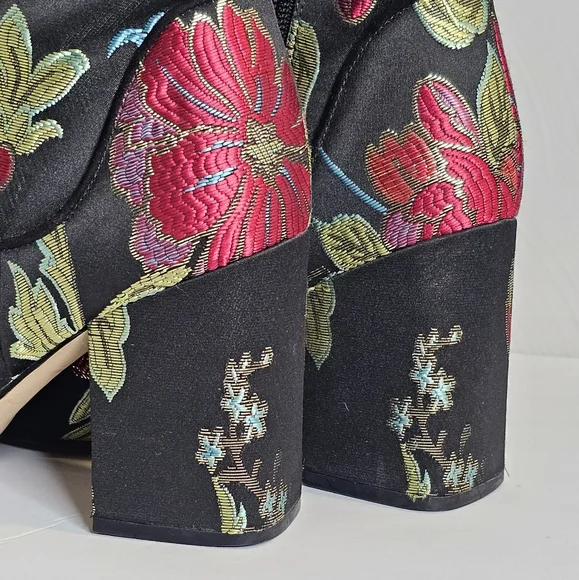 Marc Fisher Floral Embroidered Ankle Boots - Black and Multicolor - Picture 7 of 14